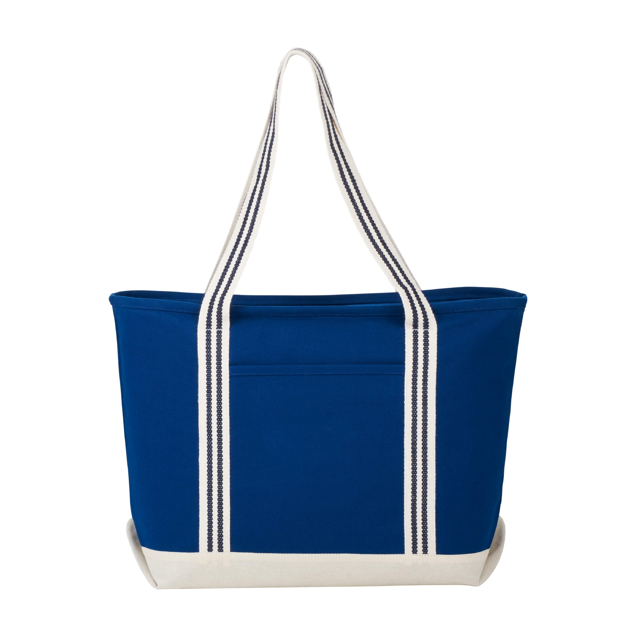 Atlantic Stripe 20oz Cotton Canvas Zippered Tote - Navy